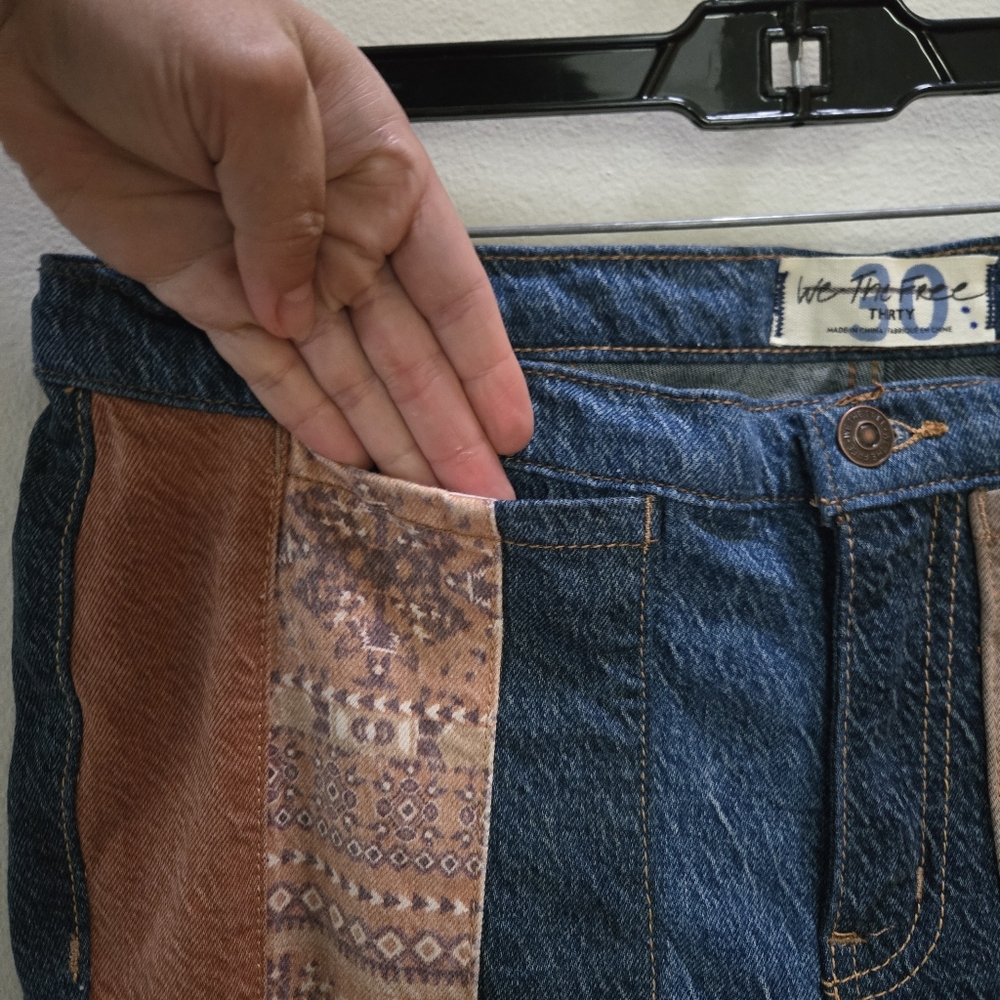 Free People We The Free Serena Low Rise Flare Patchwork Jeans - Picture 4 of 8